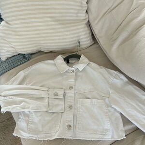 White Denim Crop Jacket